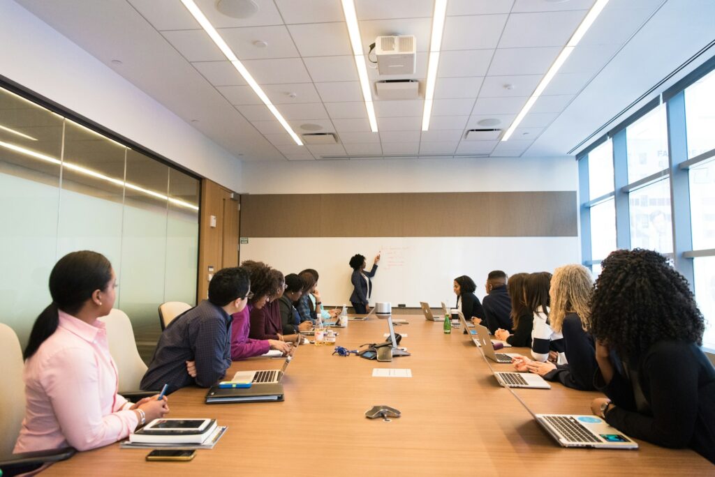 group of people discussing